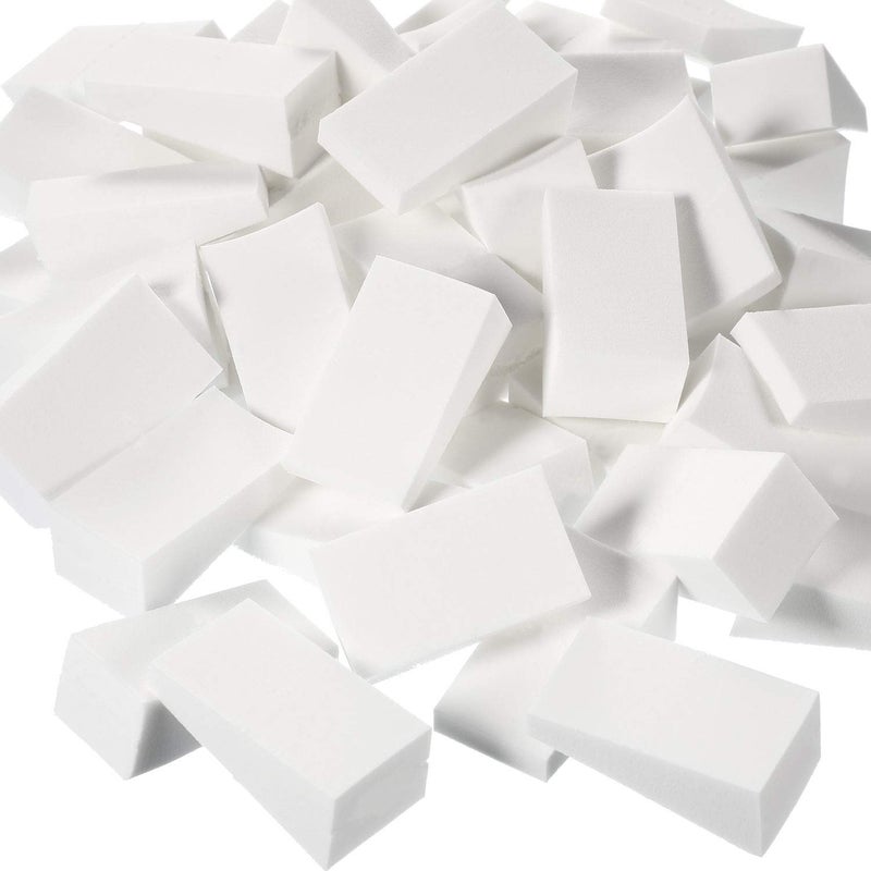 TecUnite 100 Pieces Makeup Sponge Cosmetic Latex Free Wedges Makeup Sponges for Foundation Small Wedge Shaped Smooth for Blending Liquid Cream Foundation Tools Festival(White) - Image 1